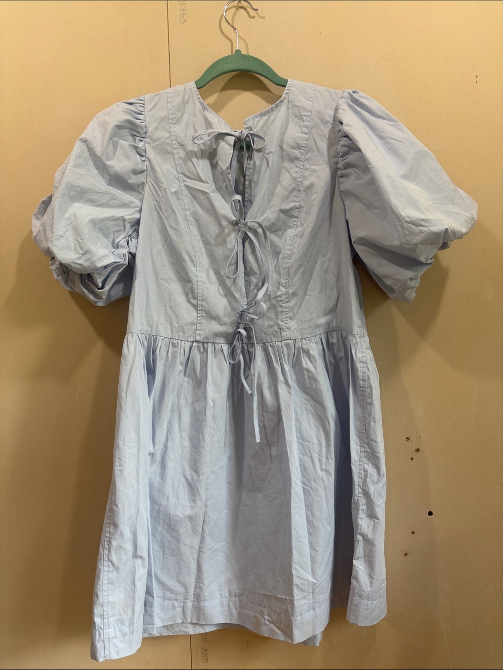 Light Blue Cotton Puff Sleeve Tie Front Sundress Size S